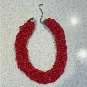Chunky Red Braided Necklace